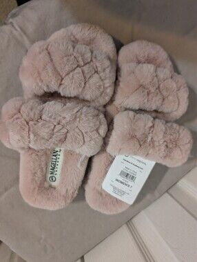 Pink Magellan Fuzzy Slip-ons